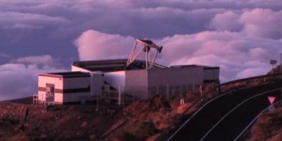 The Liverpool Telescope, open at sunset, Roque de Los Muchachos observatory