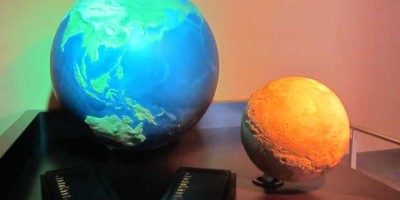 The scale models of the Earth and Mars