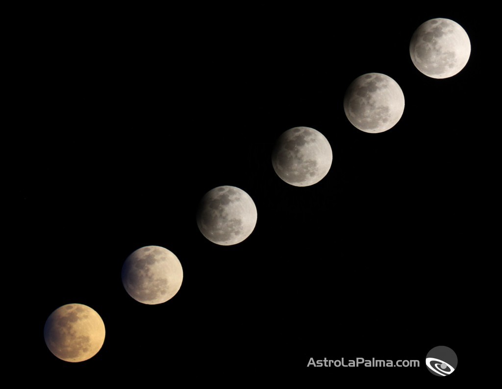 Multiple exposure of the partial lunar eclipse, 25/04/13Photo: Ana Garcia