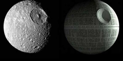 Saturn's moon Mimas and the Death Star from Star Wars