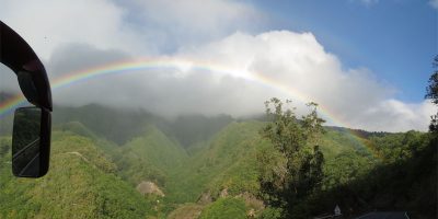 Rainbow on the wy tot he Cumbre tunnel, BrenaAlta, La Palma
