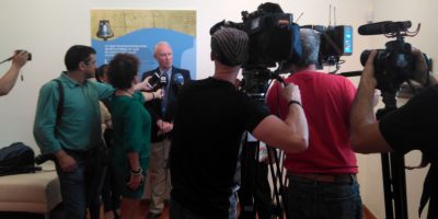The press conference at the exhibition for La Verdad